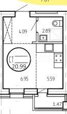 Квартира-студия, 21 м², 8/9 эт.
