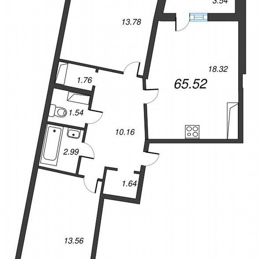 2-к. квартира, 67,3 м², 12/22 эт.