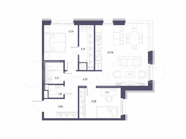 2-к. квартира, 74 м², 7/9 эт.