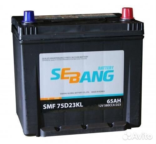 Аккумулятор Sebang 75D23L 65 А.ч Азия, обратная