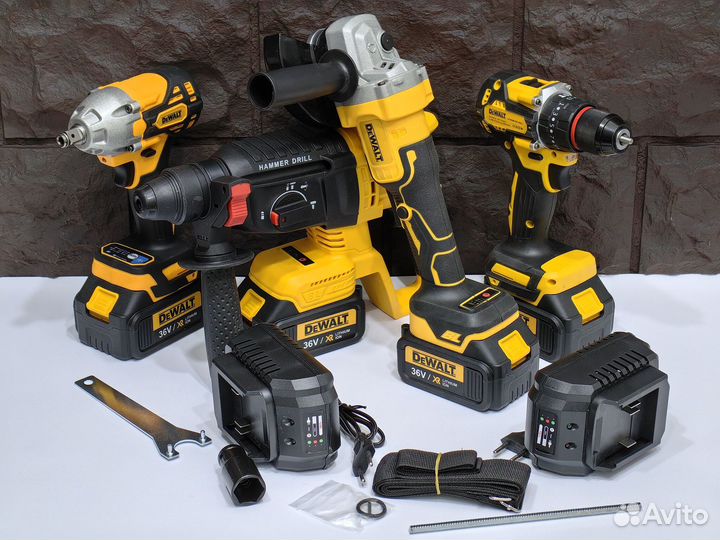 Набор dewalt ушм/гайковерт/шуруповерт/перфоратор