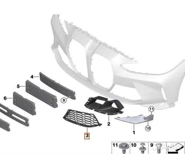 Решетка бамперная левая BMW M3 G80 (2020—2024)