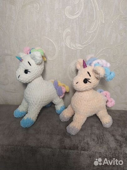 Единорог крючком из плюшевой пряжи