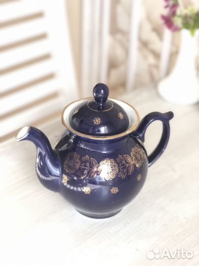 Заварочный чайник фарфоровый. чайник кобальт