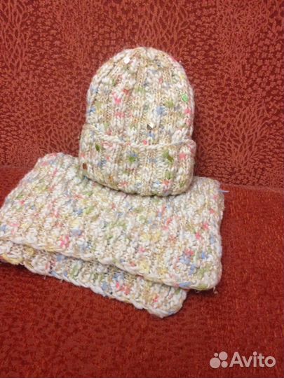 Комплект шапка с шарфом для девочки