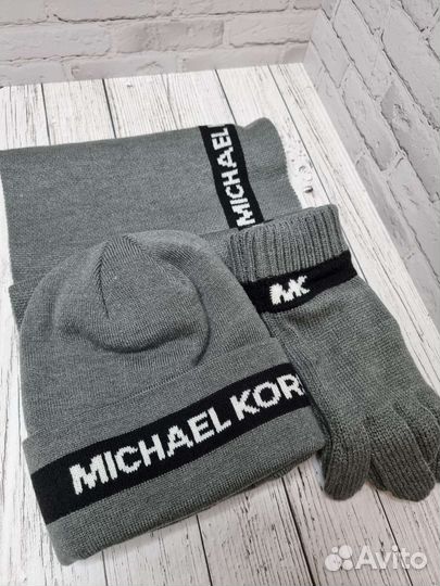 Мужской набор 3в1 Шапка шарф перчатки Michael Kors