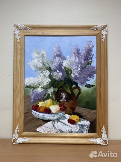 Картина маслом на холсте сирень