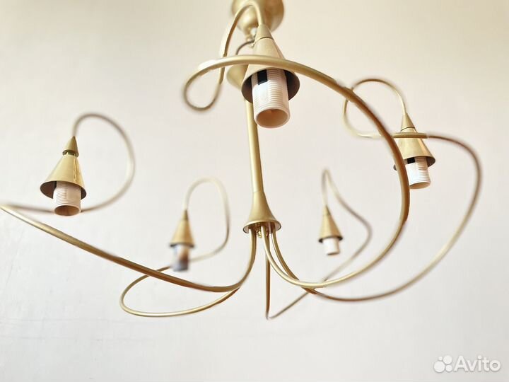 Люстра потолочная золотая Е14. Светильник