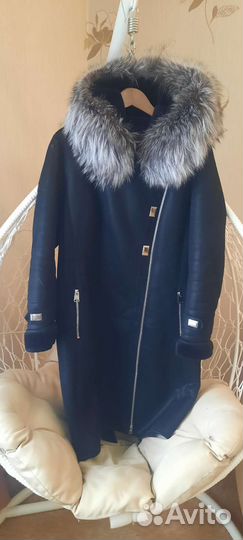 Дубленка с воротником из чернобурки