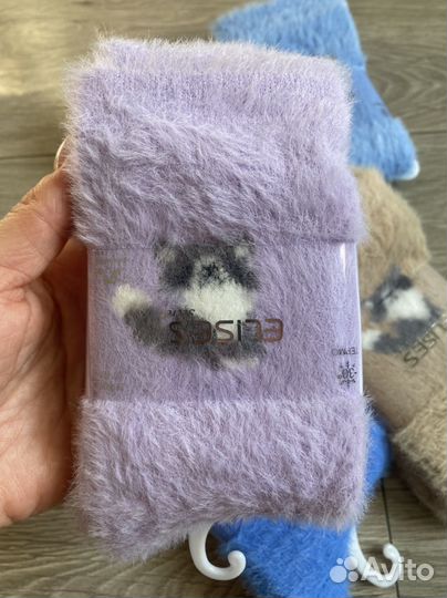 Носки женские теплые/пушистые из норки 5 шт