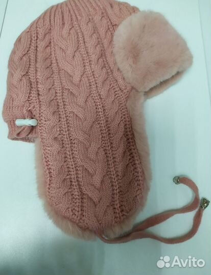 Шапка ушанка женская вязаная