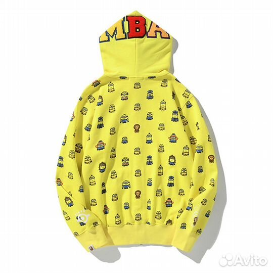 Зип-худи Bape x Minions Shark желтая