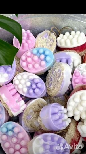 Массажное мыло ручной работы с люфой