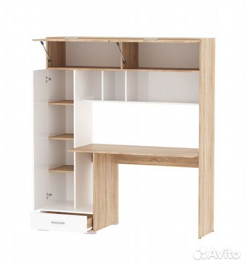 Стол компьютерный с пеналом Дуб сонома/Белый