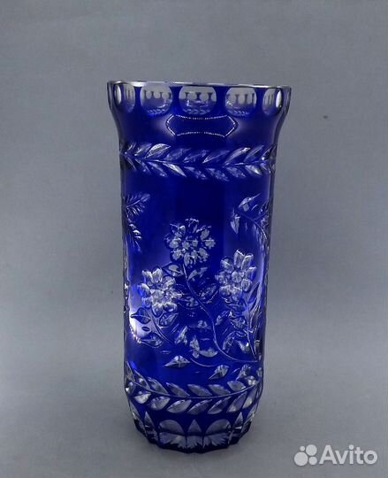 Ваза синяя (кобальт ), двухслойное стекло