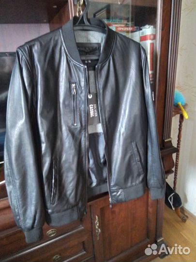 Кожаная куртка мужская бомбер 54р