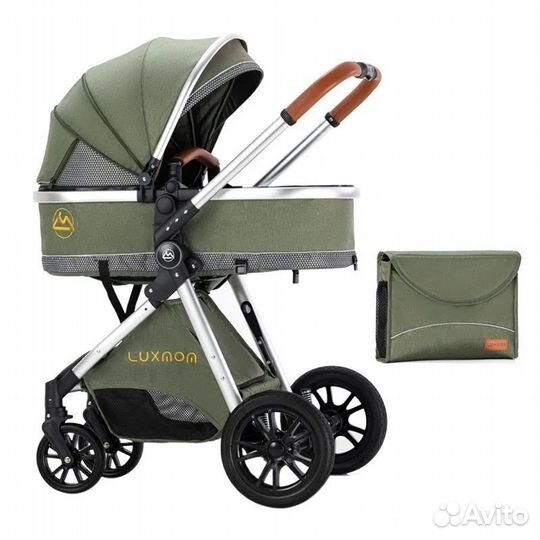 Коляска Luxmom V9 2в1 хаки,зеленый - новая