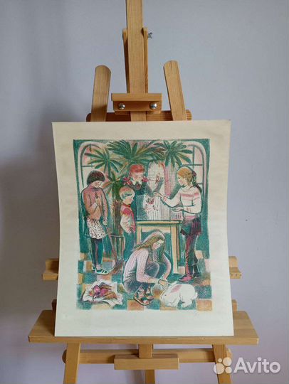 Юннаты Эскараева Л.К. выставочная литография СССР