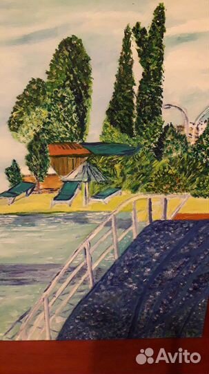 Картина маслом Мост через бассейн