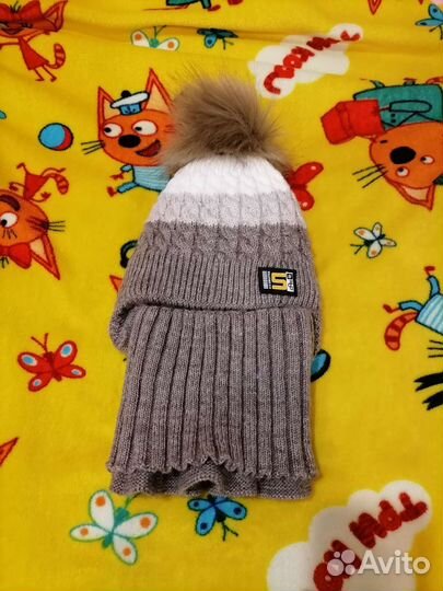 Комплект шапка и снуд зимний