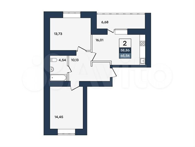 2-к. квартира, 65,5 м², 1/10 эт.