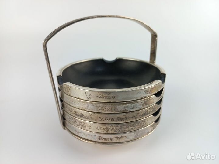 Набор пепельниц. Германия, XX в. Серебро, бакелит