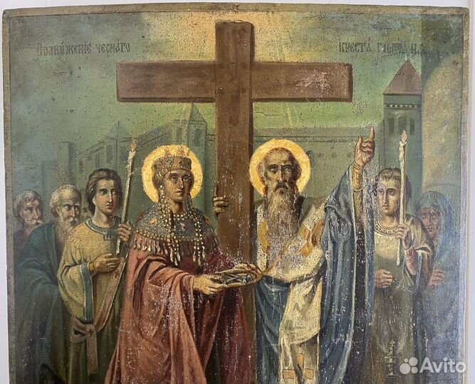 Икона старинная воздвижение креста 19 век