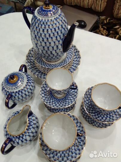 Сервиз кобальтовая сетка лфз кофейный