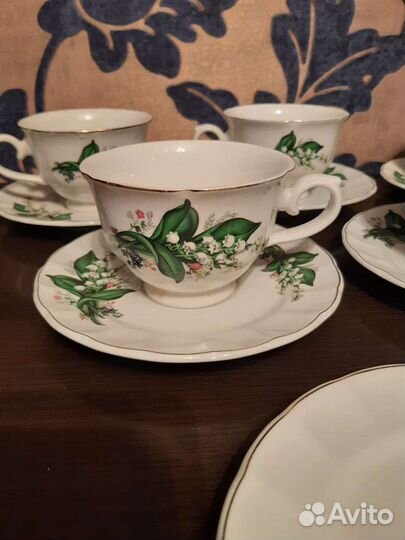 Сервиз чайный ландыши фарфор 5шт винтаж китай
