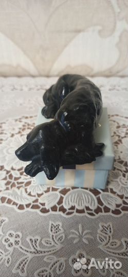 Каслинское литье-собака Сеттер-Спаниель лежащая