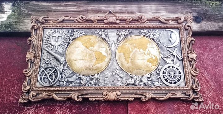 Барельеф панно Карта Известного Мира