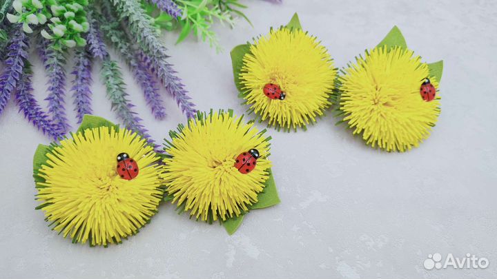 Одуванчики резиночки, заколки, брошь