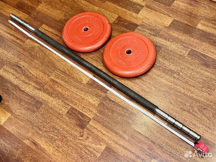 Спортивные блины Light Weights 2х10 + гриф штанга