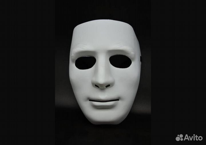 Маска Кабуки - Лицо белое, пластик, без размера