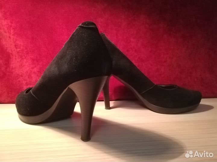 Черные бархатные туфли, 40, каблук 9 см