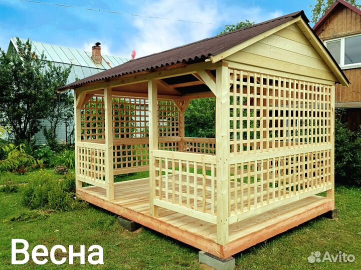 Деревянная беседка 3х4