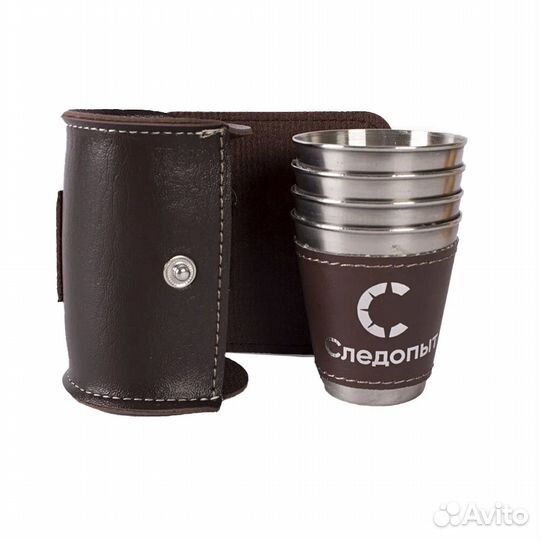 24957 Рюмка Следопыт в кожаной тубе 60 мл 4 шт