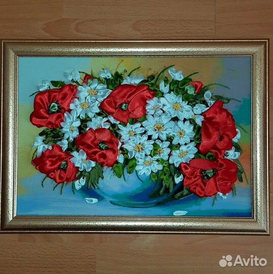 Картина вышитая лентами