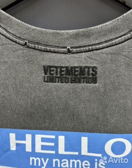 Футболка vetements hello my name оверсайз