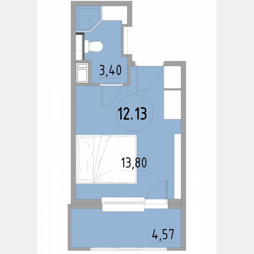 1-к. апартаменты, 21,9 м², 12/13 эт.