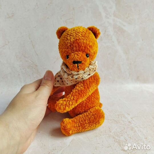 Мишка в стиле Тедди. Вязаный плюшевый мишка 19 см