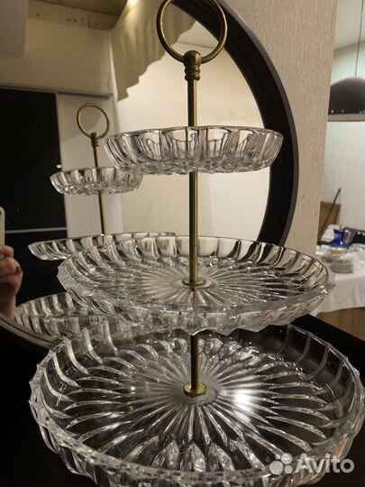Хрустальная этажерка.латунь. Фужеры Богемия