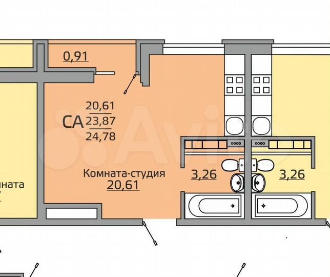 Квартира-студия, 28 м², 11/16 эт.