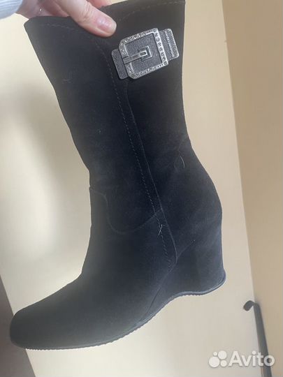 Зимние полусапоги замшевые