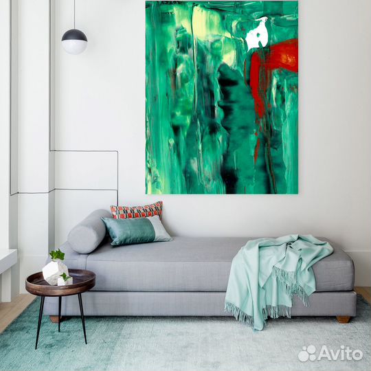 Интерьерная картина. Яркая зеленая