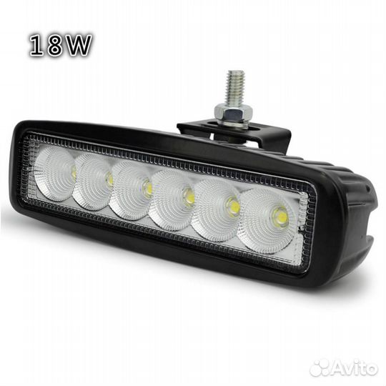 Светодиодная фара 18w 6 led свет рассеянный flood