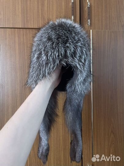 Шапка зимняя меховая женская серая лиса