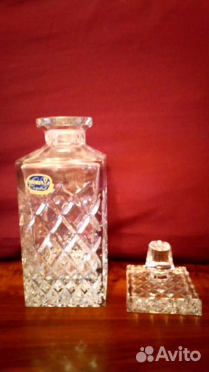 Штоф, графин для виски хрусталь Богемия, Чехия