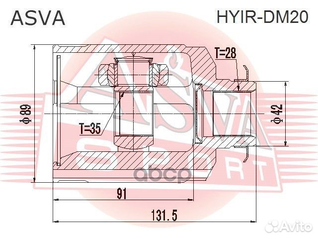 ШРУС внутренний перед прав hyirdm20 asva