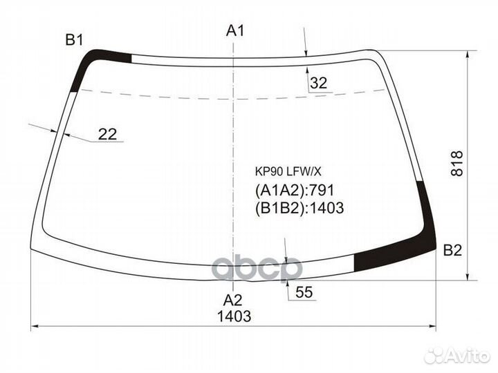 Стекло лобовое toyota starlet 3/5D 96-99 KP90 L